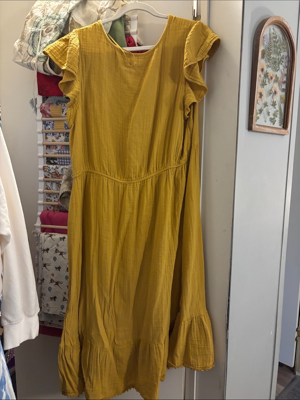 Time and Tru Mustard V-Neck Short-Sleeve Midi Dress - Picture 4 of 4